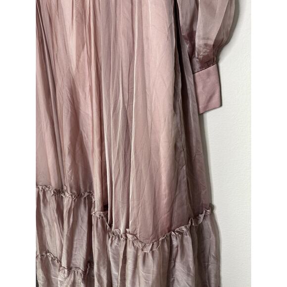Mac Duggal Mauve Long Sleeves V-Neck Tiered Evening Gown Size 16 - Picture 2 of 8